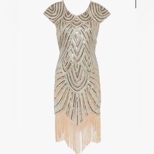 Women's 1920s Gastby Sequined Embellished Fringed Flapper Dress
